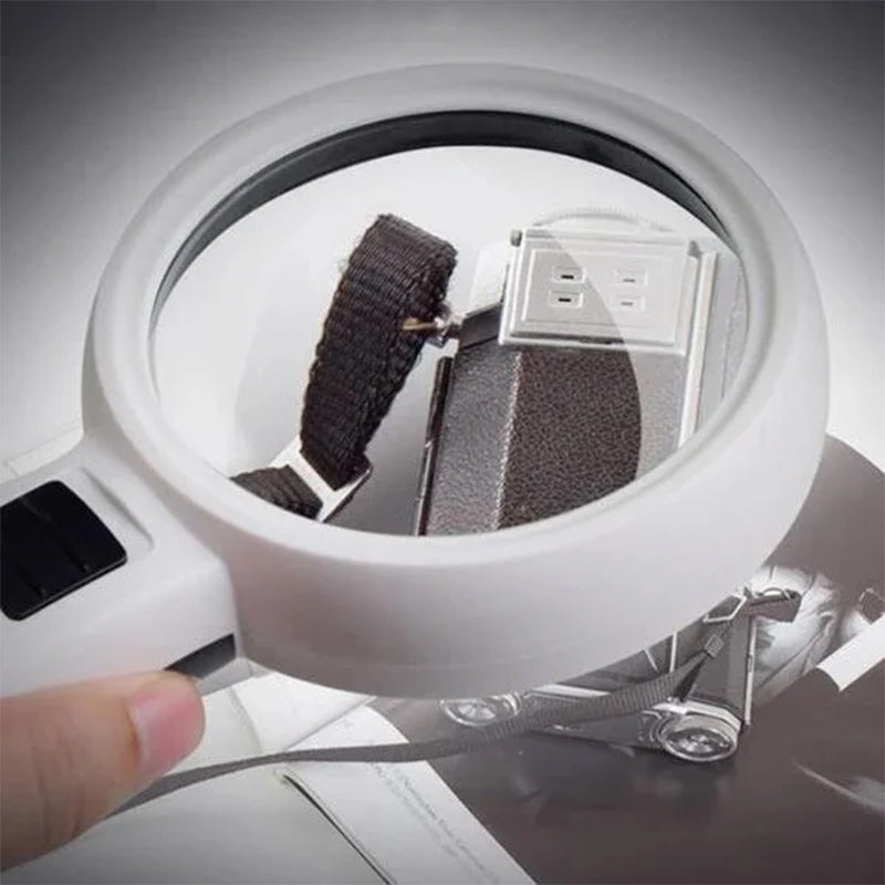 Illuminated Desktop Magnifier with 30X Magnification and 12 LED Lights for Reading Small Print, Labels, Books, Maps, Coins, Jewelry, Hobbies | Thomler