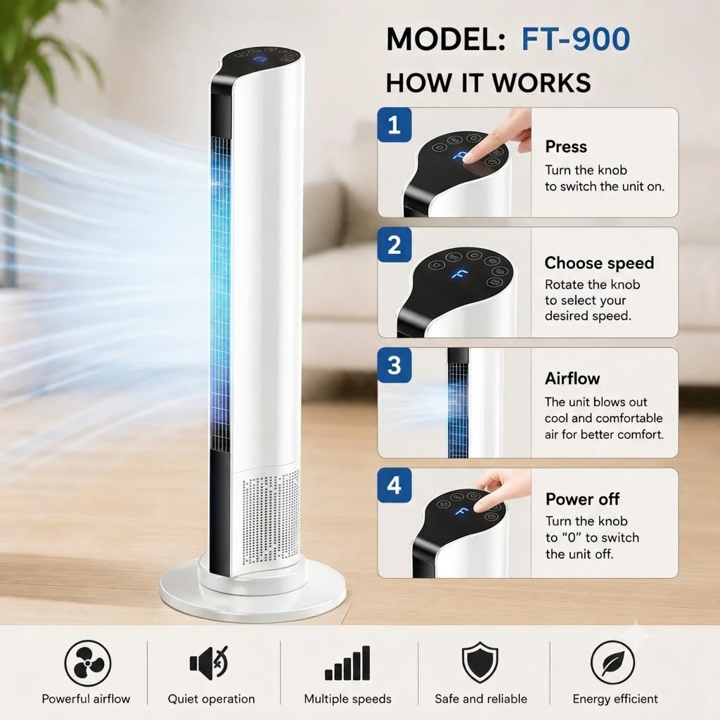 Compact Mobile AC Unit for Home & Office – Windowless Evaporative Cooler with Wheels & Timer | Thomler