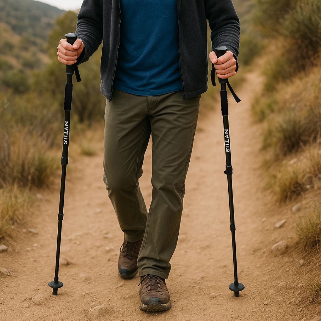 Collapsible Trekking Poles 4-Section Aluminum Hiking Sticks Adjustable 25-53 in for Men Women Trail Walking Backpacking Mountains | Thomler