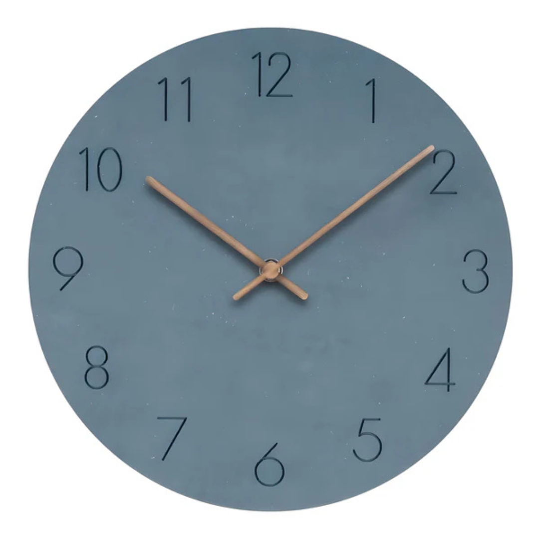 Wooden Wall Clock Silent Quartz Movement No Ticking 11.5 Inch Round Modern Home Office Bedroom Living Room Kitchen Décor Minimalist | Thomler