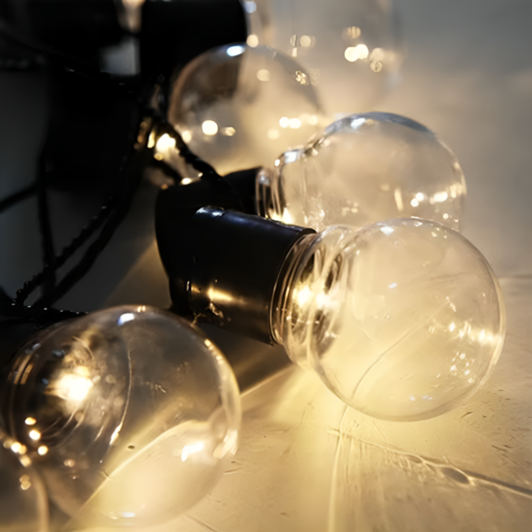 Solar-Powered String Lights with Warm White Globe Bulbs for Patio, Garden & Outdoor Events | Thomler