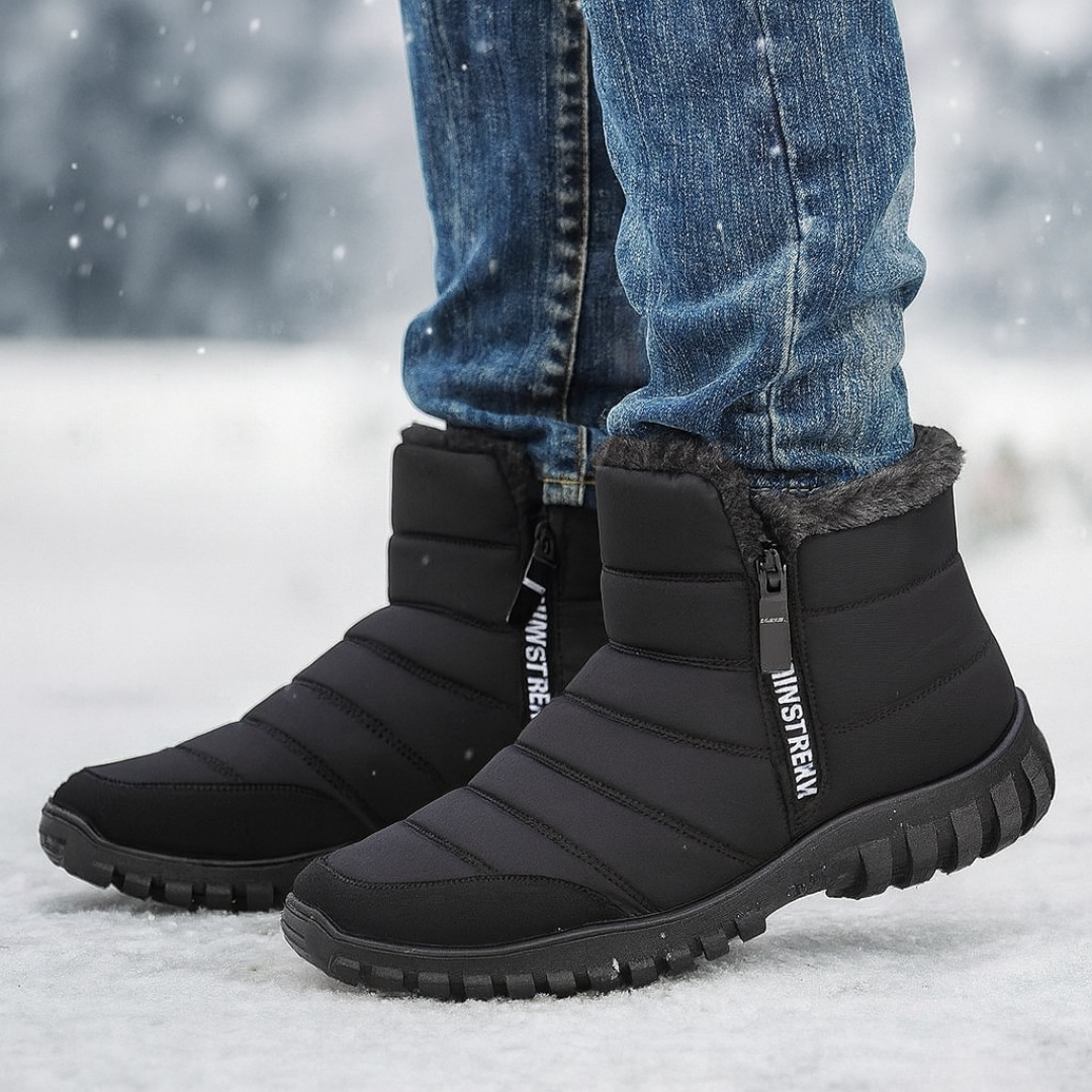 Men's Waterproof Winter Boots with Side Zip | Insulated Snow Boots | Anti-Slip Tread for Wet Ice & Snow | Round Toe Ankle High | Thomler