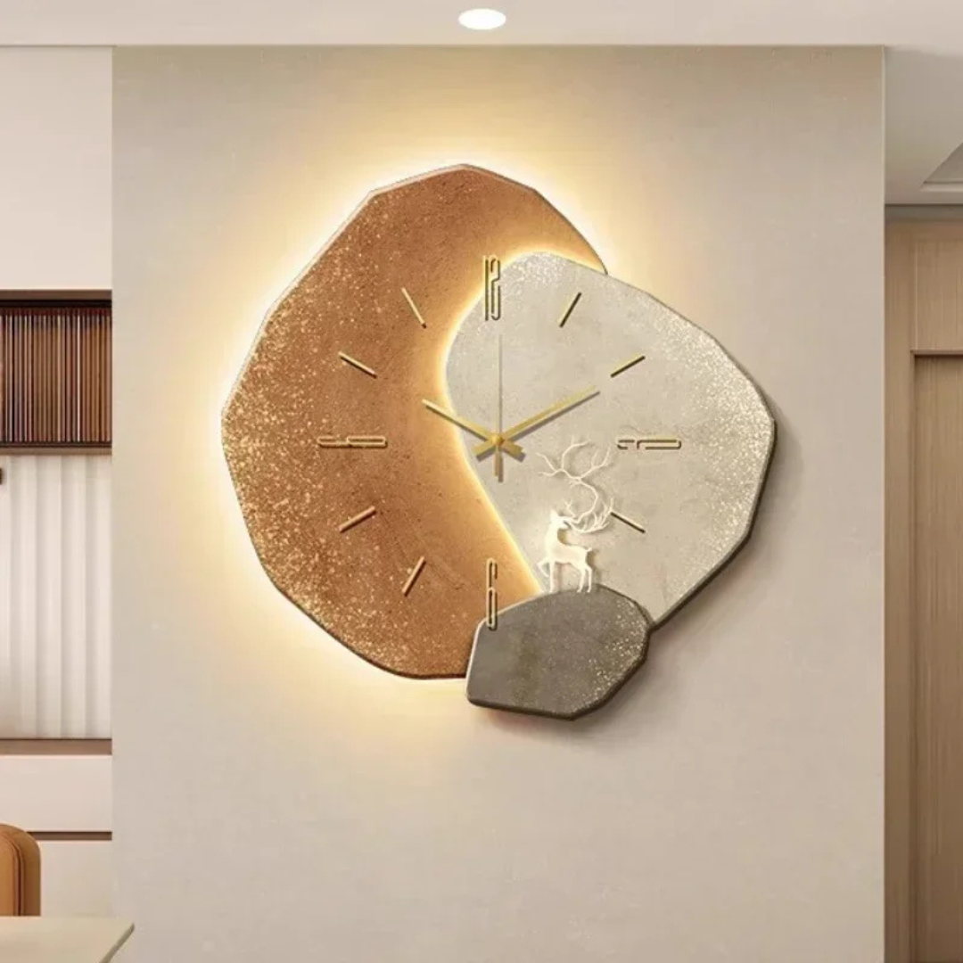 Wall Clock Natural Wood LED 19.7 in Silent Bedroom Living Room Decorative Ambient Lighting Quartz Timepiece | Thomler