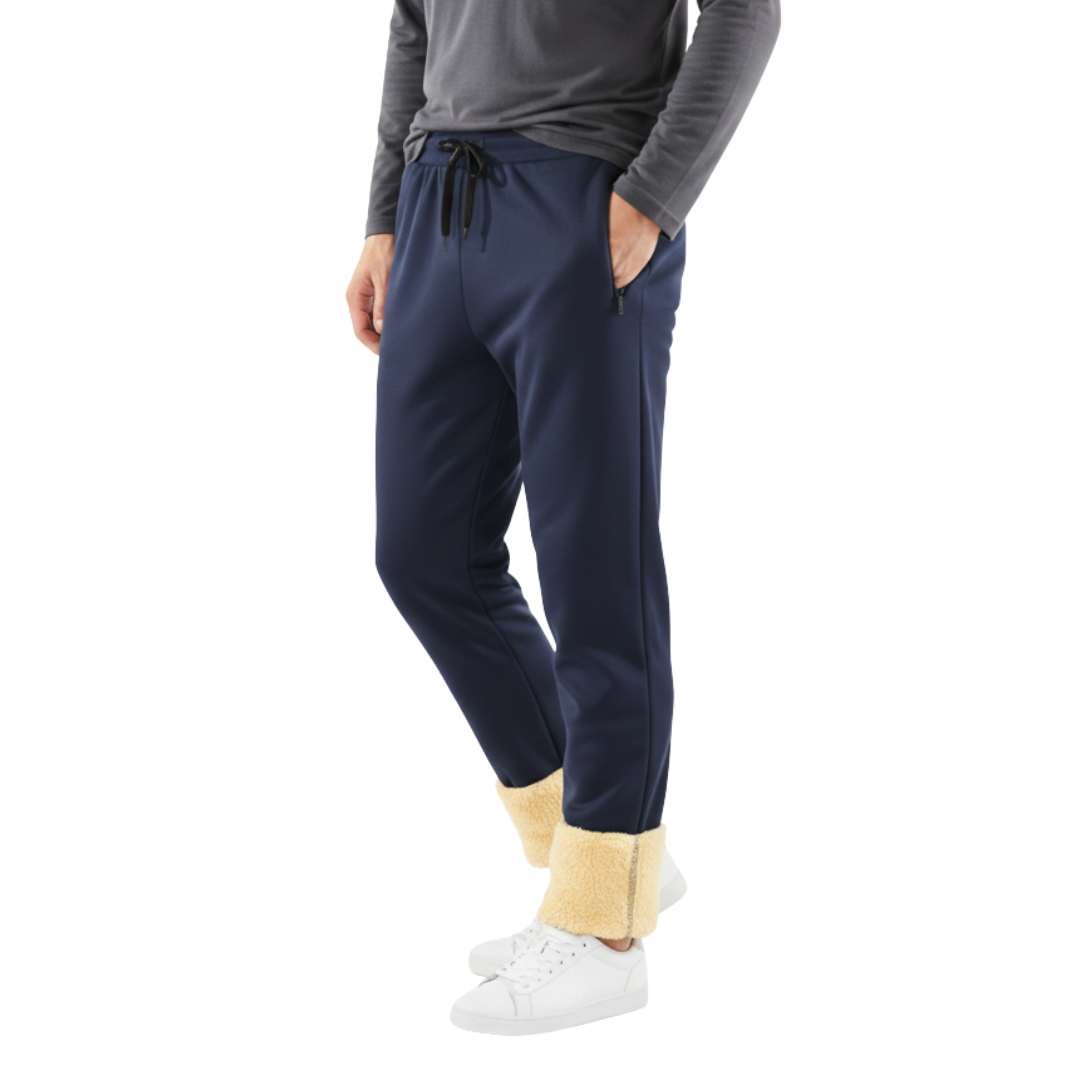 Thermal Fleece-Lined Joggers with Zippered Pockets – Winter Sweatpants for Men | Thomler