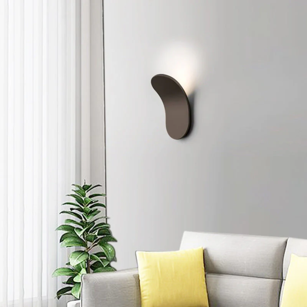 Curved Metal LED Wall Sconce – Iron Finish with Adjustable Light Temperature for Bedroom, Hallway & Living Room | Thomler