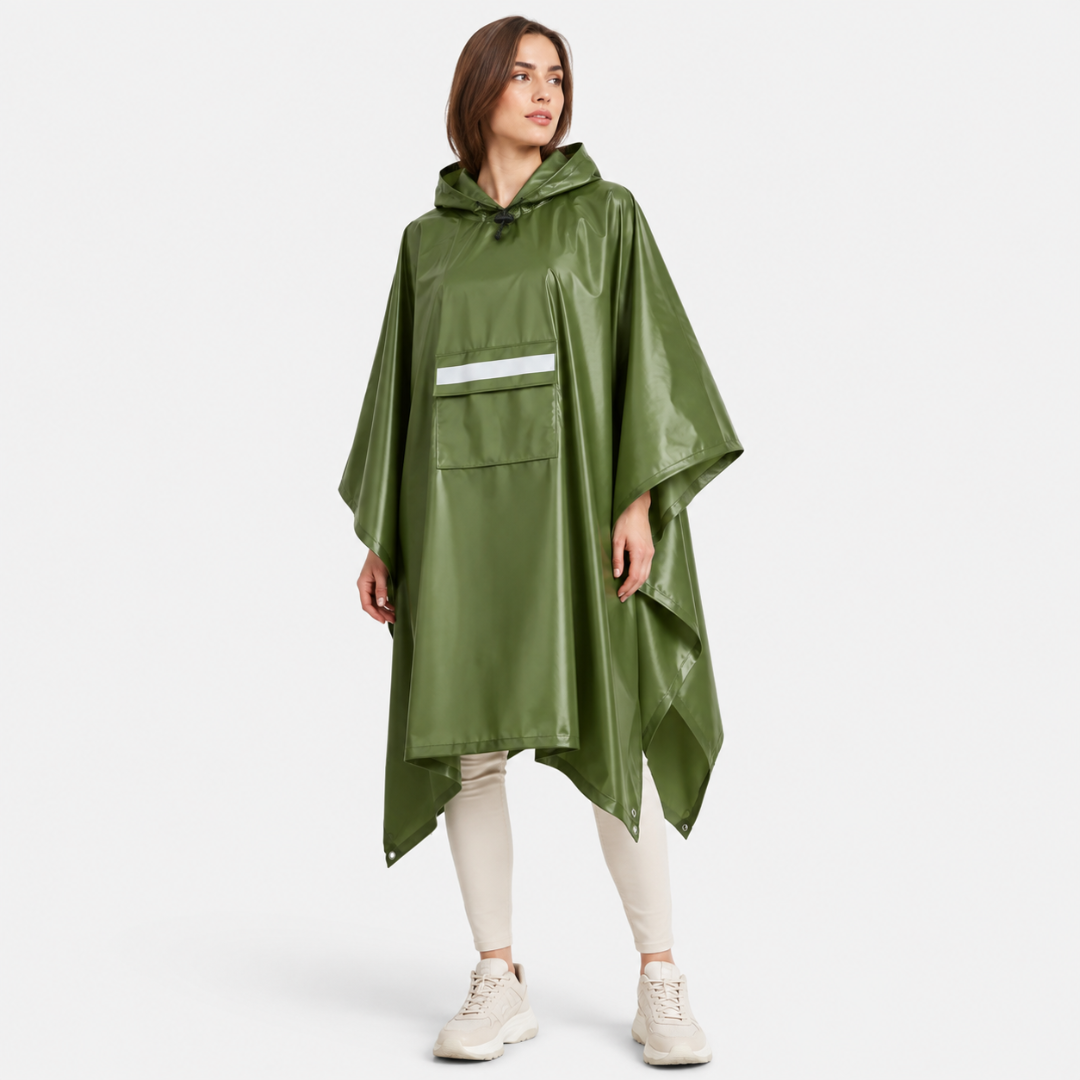 Oversized Waterproof Rain Poncho with Adjustable Hood & Storage Pouch for Hiking & Festivals | Thomler