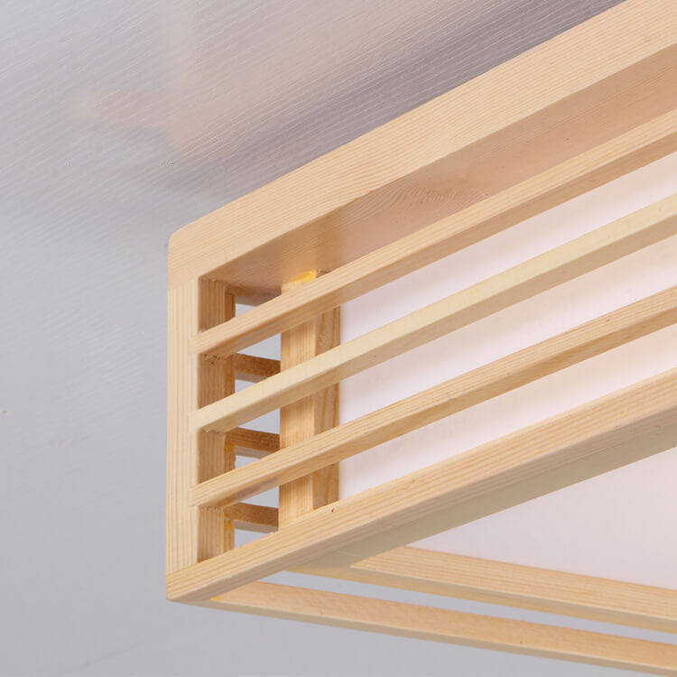 Flush Mount Ceiling Light Wood Acrylic 13.8 in LED Beige White Modern Bedroom Living Room Dining Room Lighting | Thomler