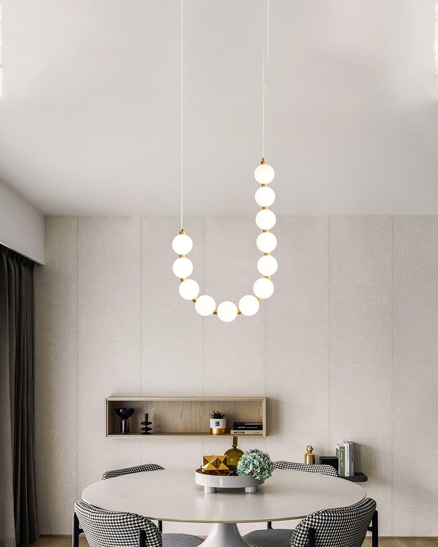 Chandelier Milk Glass String 39 in Modern Dining Room Kitchen Living Room Lighting Fixture | Thomler