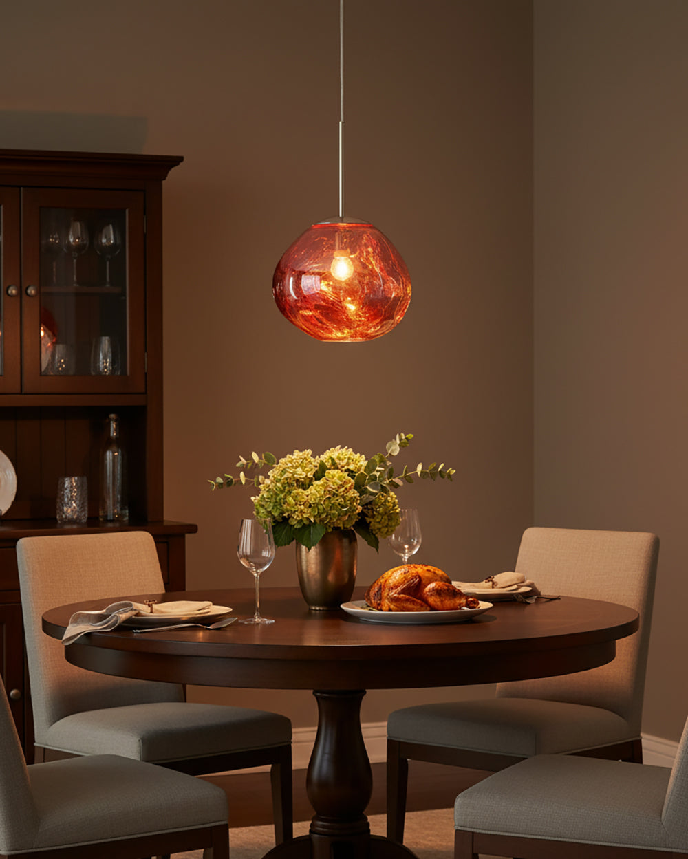 Pendant Lamp Metal 11 in Adjustable Ceiling Light Silver Gold Rose Gold Smoky Gray | Thomler