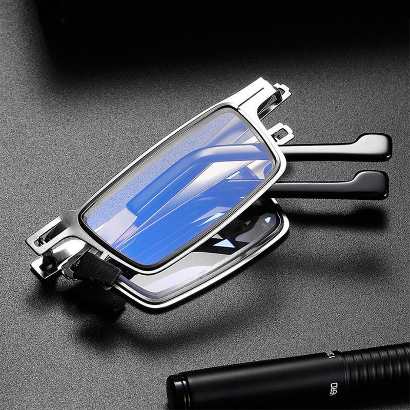 Compact Folding Reading Glasses with Blue Light Blocking Lenses for Men & Women | Lightweight Titanium Frame Readers with Case | Portable Ey | Thomler