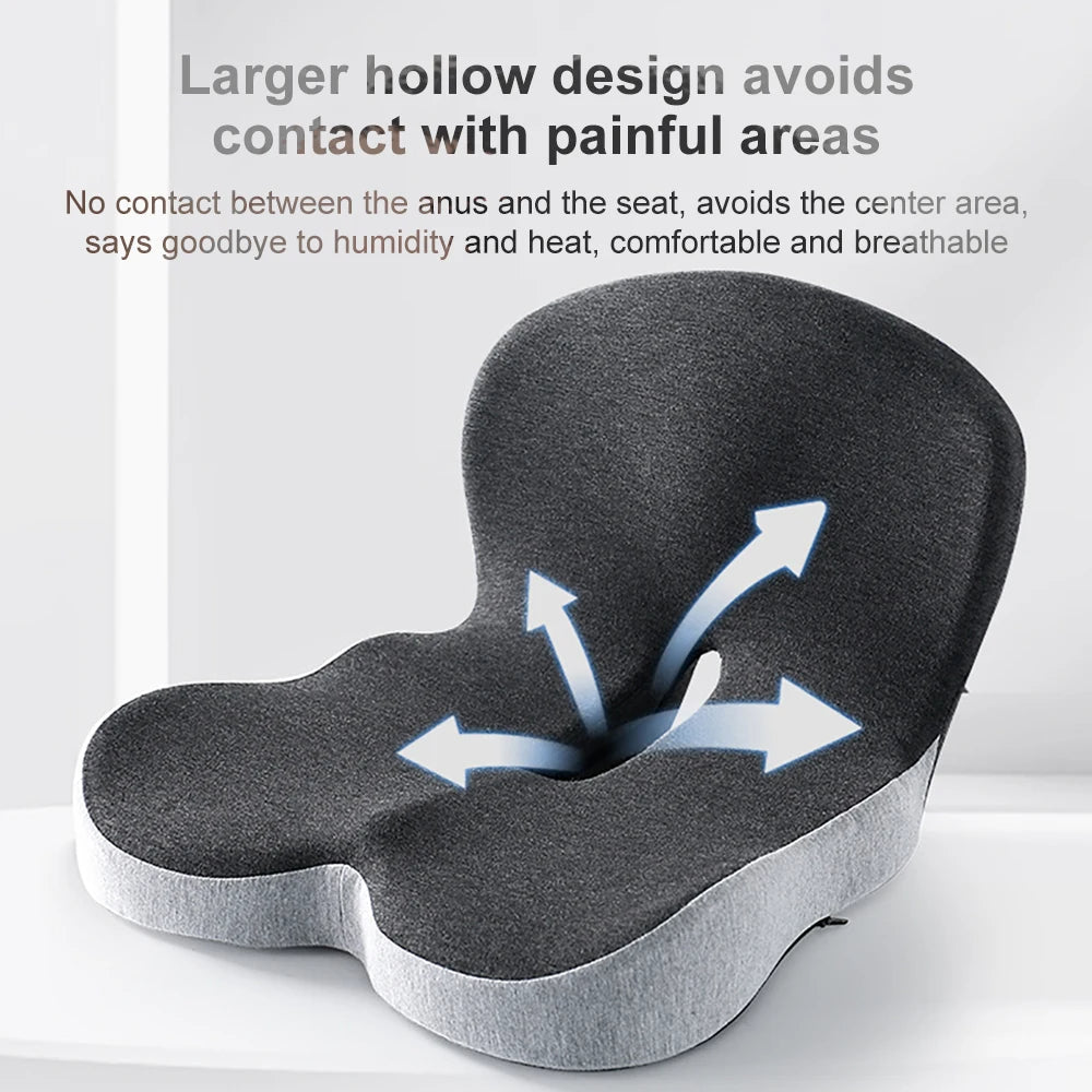 Ergonomic Seat Cushion with Integrated Back Support for Office Chair, Car & Home – Memory Foam Hip & Spine Alignment Pad | Thomler