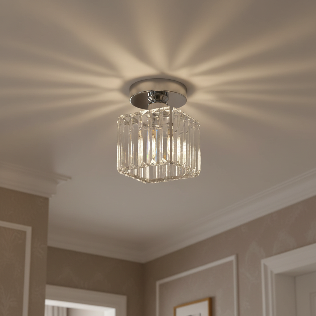 Ceiling Lamp Crystal E27 Black Or Gold Hallway Living Room Bedroom Flush Mount Light Fixture | Thomler