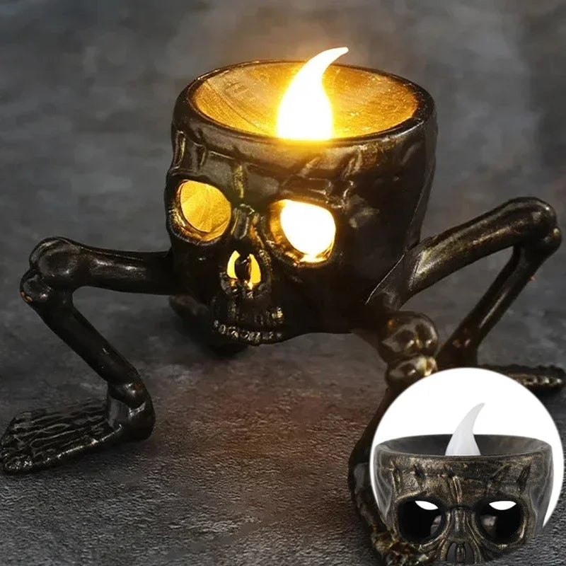 Battery-Operated Skeletal Flickering Nightlights for Spooky Indoor Décor & October Festivities | Thomler