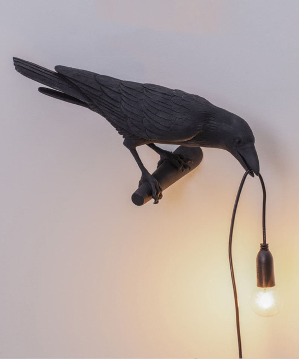 Raven Sculpture Table Lamp with Bulb Holder – Decorative Bird Accent Light for Living Room, Bedroom & Office Spaces | Thomler