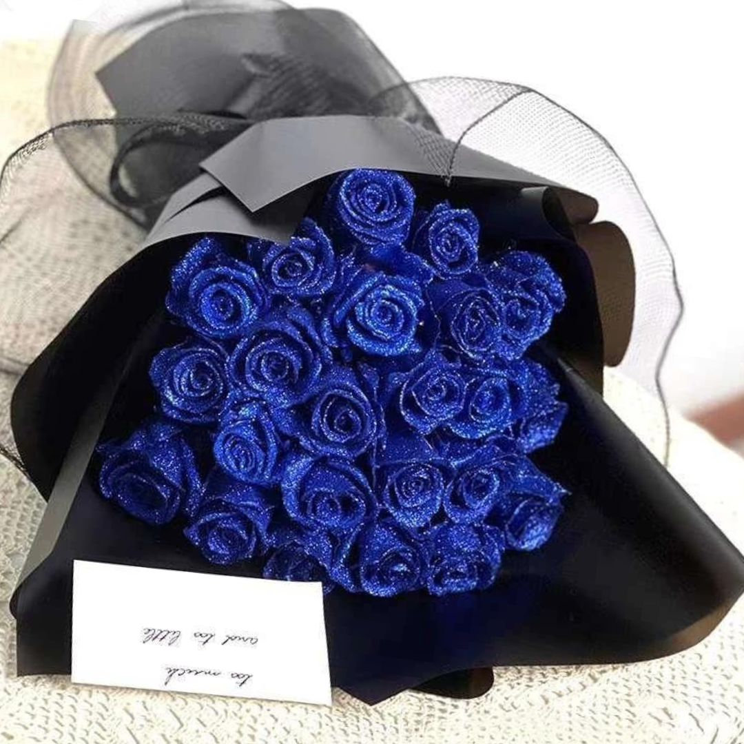 Sparkling Artificial Roses with Glitter Finish for Weddings, Birthdays & Valentine's Day Décor | Thomler