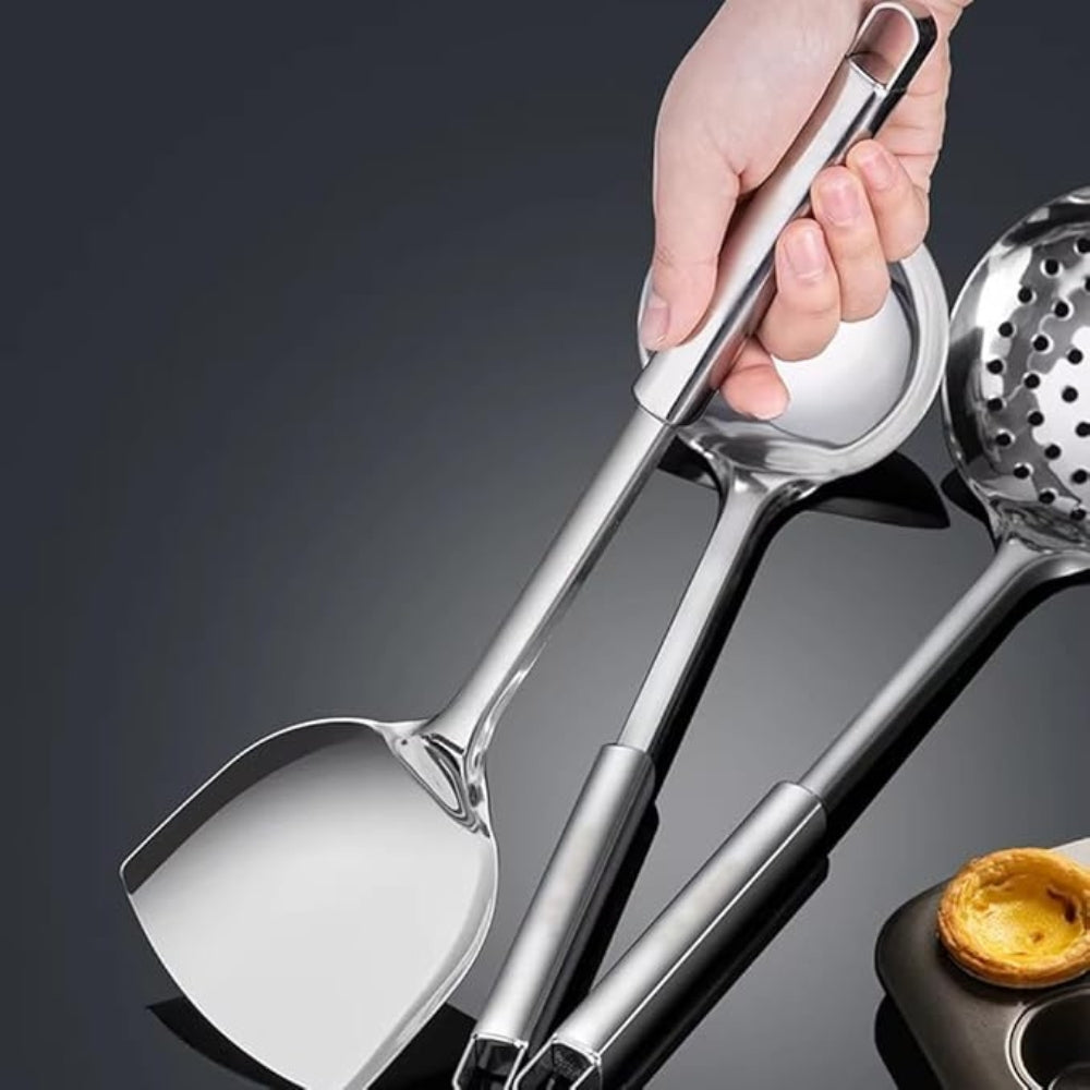 Kitchen Utensil Set Stainless Steel 5-Piece Kit Spatula Ladle Skimmer Tools Heat Resistant Professional Chef Cookware for Home Restaurant | Thomler