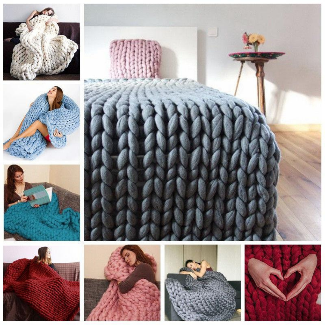 Chunky Knit Wearable Throw Blanket for Women – Cozy Oversized Shawl Wrap with Sleeves – Soft Cable Knit Design for Couch, Outdoor Evening | Thomler