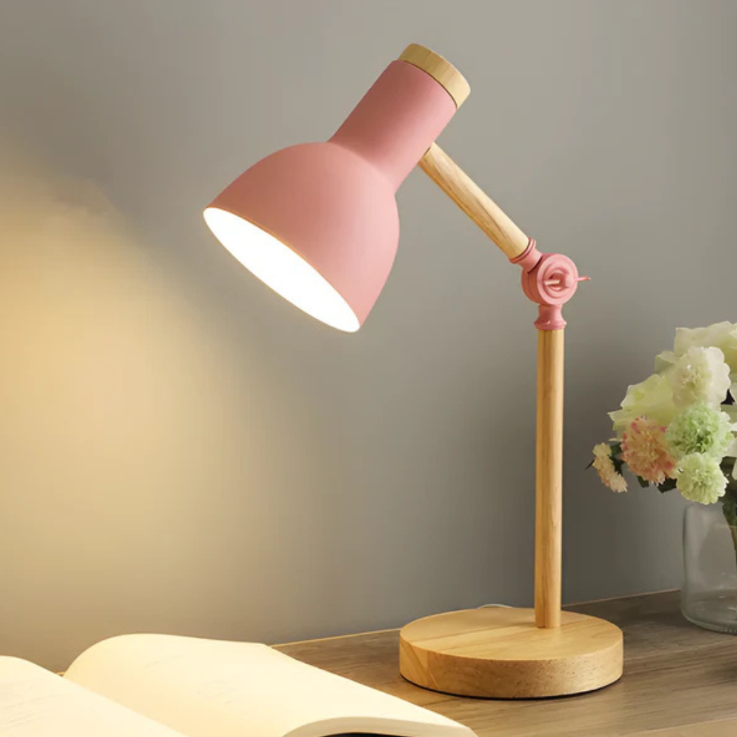 Pivoting LED Desk Lamp with Wood Base & Metal Shade – Directional Task Lighting for Home Office | Thomler