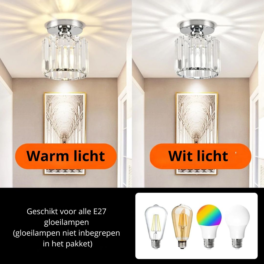 Ceiling Light Crystal Brass E27 Compact Hallway Bedroom Living Room Flush Mount Lighting Fixture | Thomler