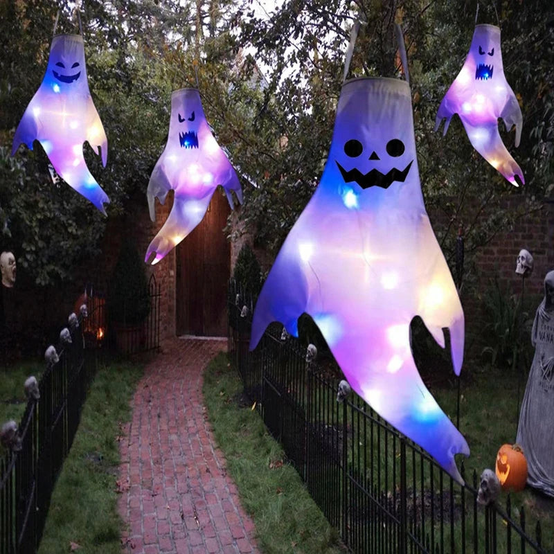 LED Illuminated Spirit Windsock Decorations for Outdoor Yards and Indoor Displays – Festive October Hanging Accents | Thomler