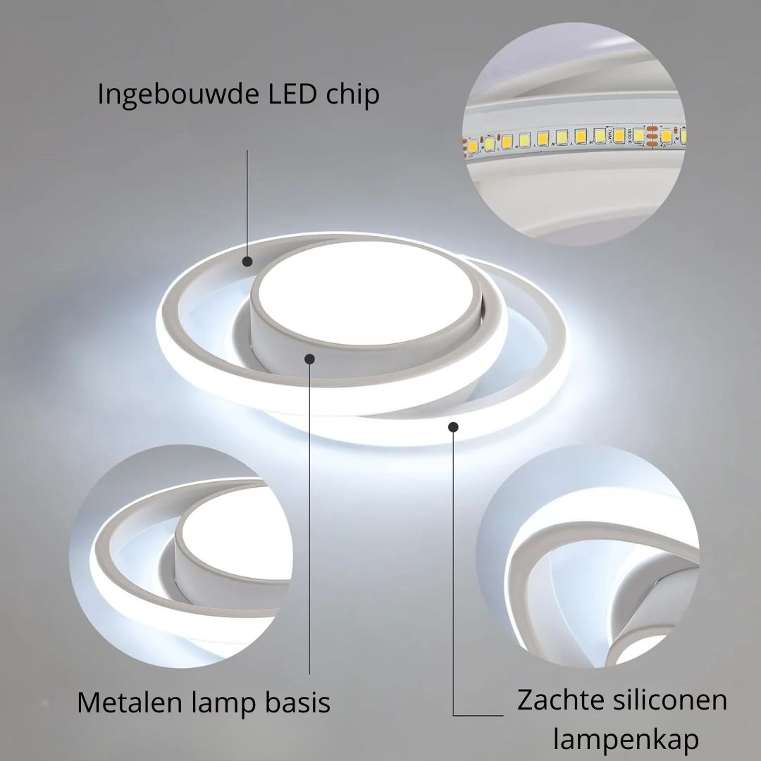 Ceiling Light Double Ring LED Black Warm Living Room Hallway Modern Flush Mount Lighting Fixture | Thomler