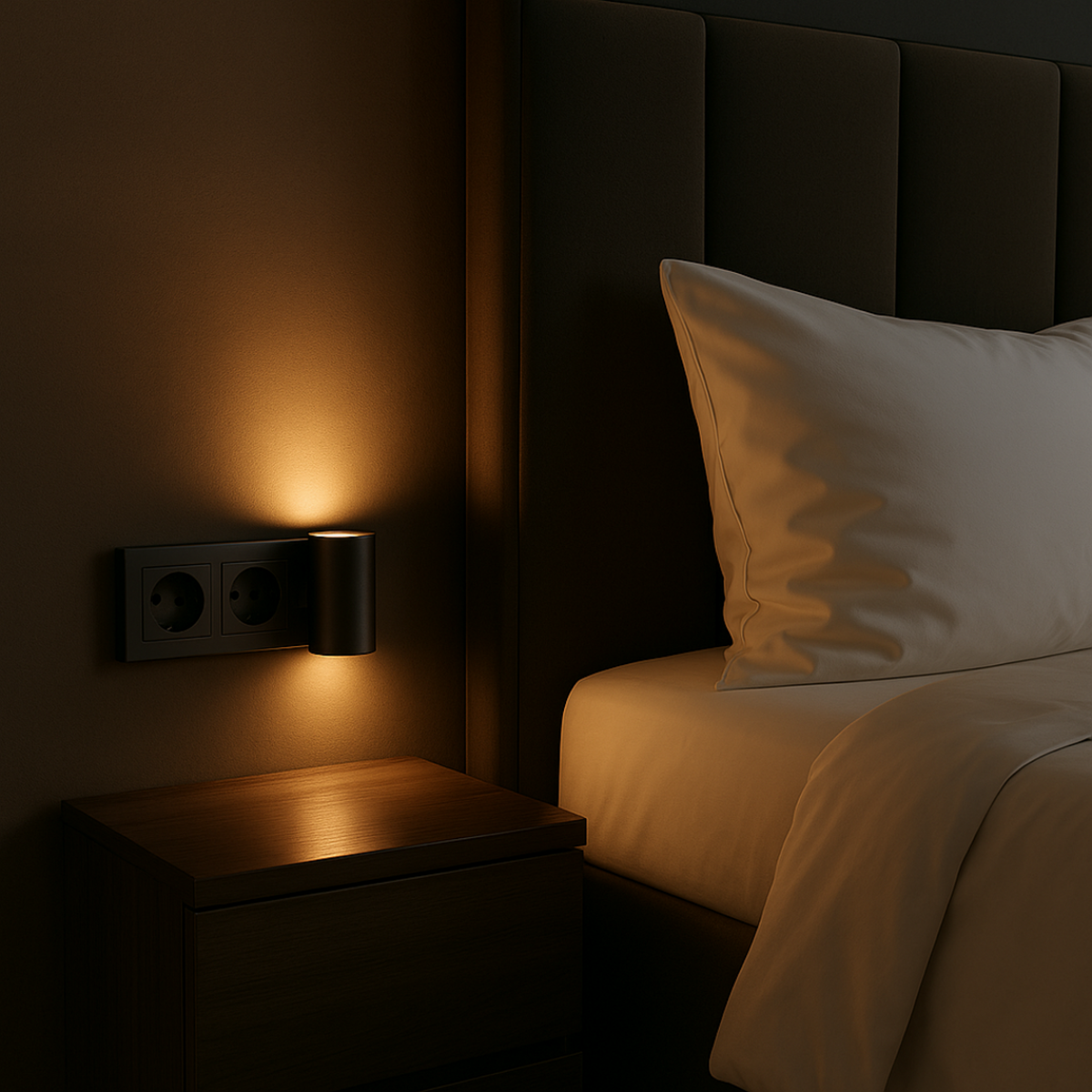 Plug-In Dimmable Night Light with Automatic Sensor for Hallways, Bedrooms & Stairs – Warm White Ambient Glow | Thomler