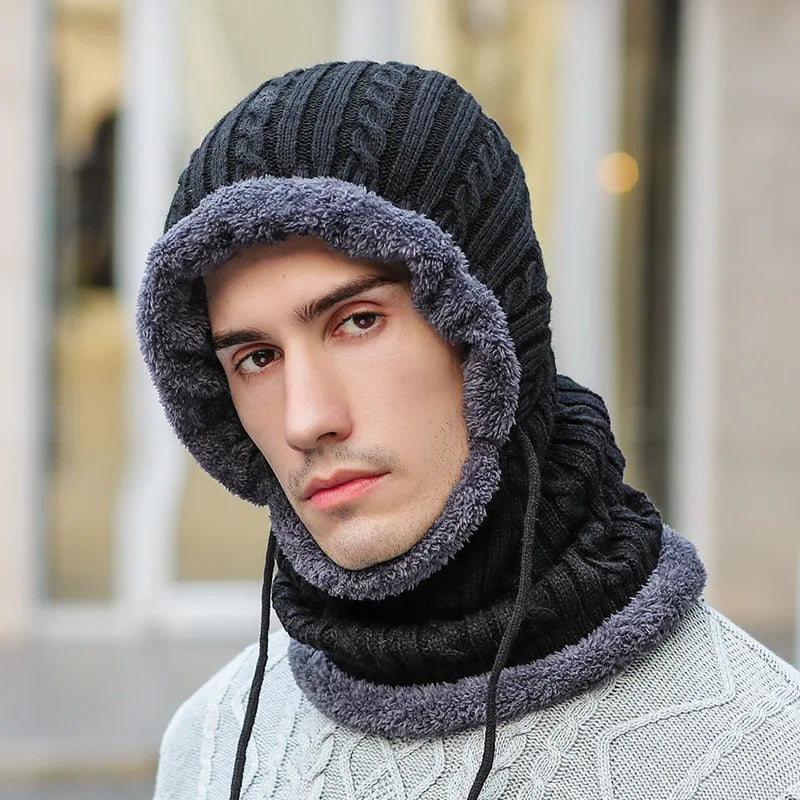 Fleece-Lined Hooded Scarf Combo for Cold Weather – Unisex Neck & Face Covering | Thomler
