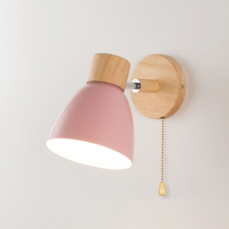 Wall Lamp Iron Wood 5.9 in Modern Bedroom Bedside Lighting Fixture E26 Hardwired Living Room Study Light | Thomler