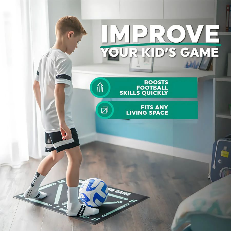 Football Training Mat 90.0 cm x 60.0 cm Indoor Ball Control Dribbling Coordination Practice Set With Video Training And Grip Socks | Thomler