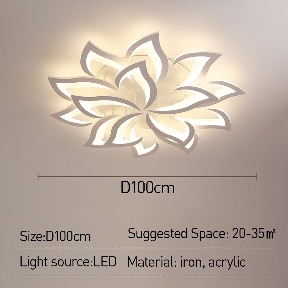 Ceiling Lamp Metal Acrylic 55.0 cm Black LED Living Room Bedroom Floral Flush Mount Lighting | Thomler