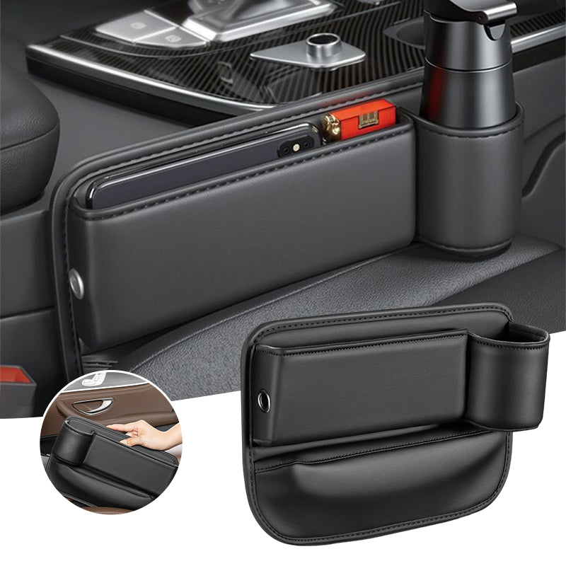 Car Seat Gap Organizer Faux Leather Storage Caddy with Charging Port for Center Console Driver Passenger Side Vehicle Accessories | Thomler