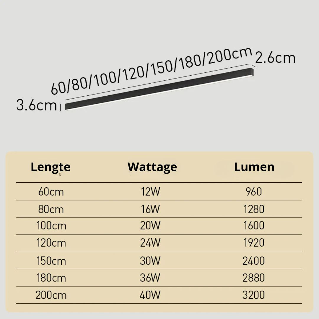 Ceiling Light LED Integrated 120.0 cm Black Modern Indoor Living Room Bedroom Hallway Minimalist Lighting Fixture | Thomler