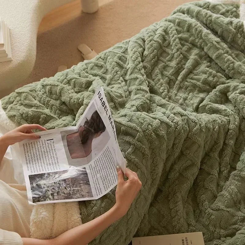 Reversible Sherpa Fleece Blanket Plush Microfiber Winter Throw for Bed Couch Queen King Twin Soft Warm Double-Sided Lightweight Machine | Thomler