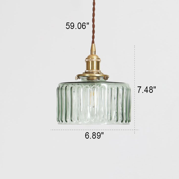 Pendant Light Glass Copper 6 in Clear Modern Hallway Living Room Bedroom LED Incandescent Fluorescent Hardwired Fixture | Thomler