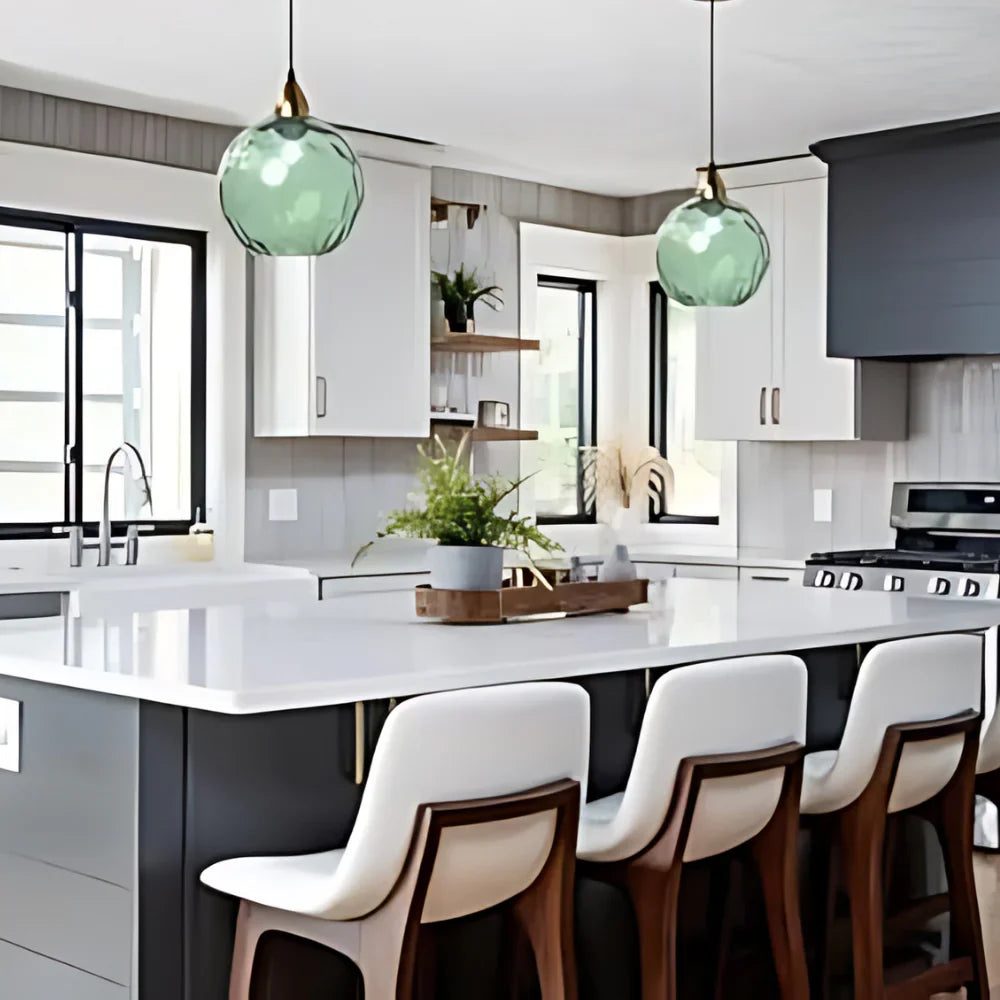 Pendant Light Ripple Glass 7.9 in Sphere Adjustable Dining Room Kitchen Hanging Ceiling Lamp Modern Nordic Minimalist Fixture | Thomler
