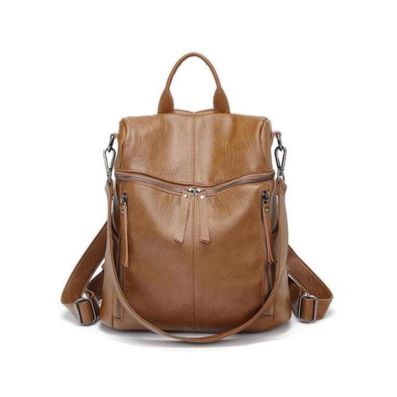 Genuine Leather Backpack with Multiple Compartments for Work School Travel Everyday Carry Women's Stylish Daypack | Thomler