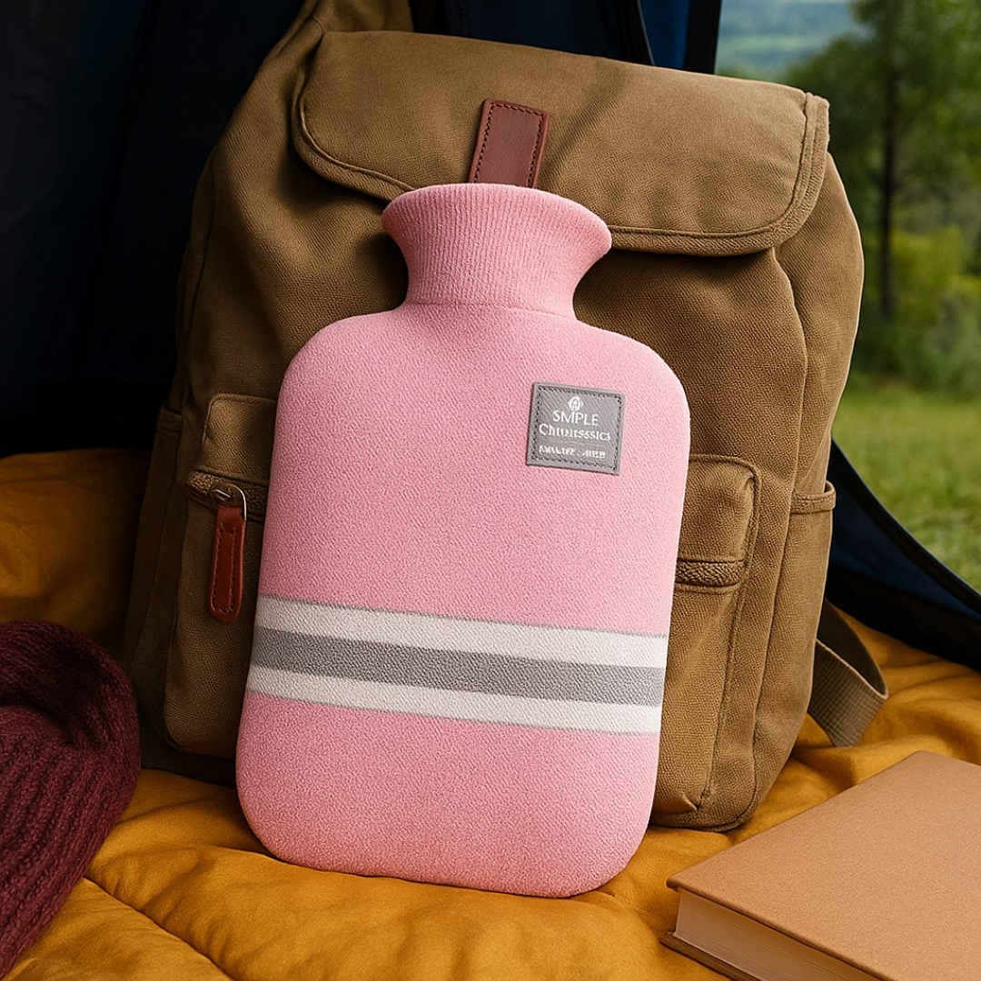 Hot Water Bottle with Knit Cover – 34 fl oz Cozy Heat Therapy for Winter Warmth, Cramps & Muscle Relief | Thomler
