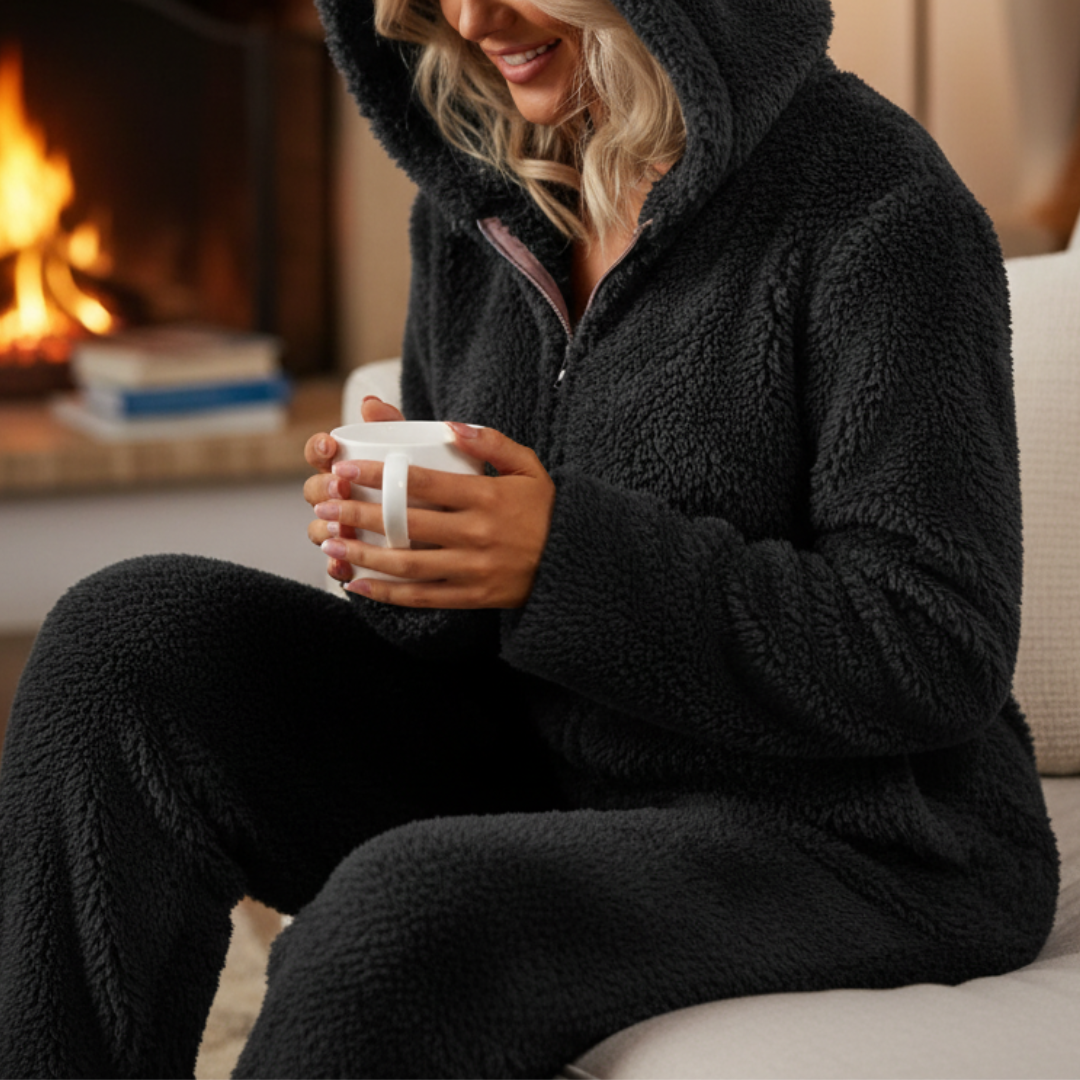 Women's Full-Zip Fleece Onesie Pajama – Plush Loungewear Jumpsuit for Winter Nights, Relaxed Fit Sleepwear for Cold Weather, Cozy Homewear | Thomler