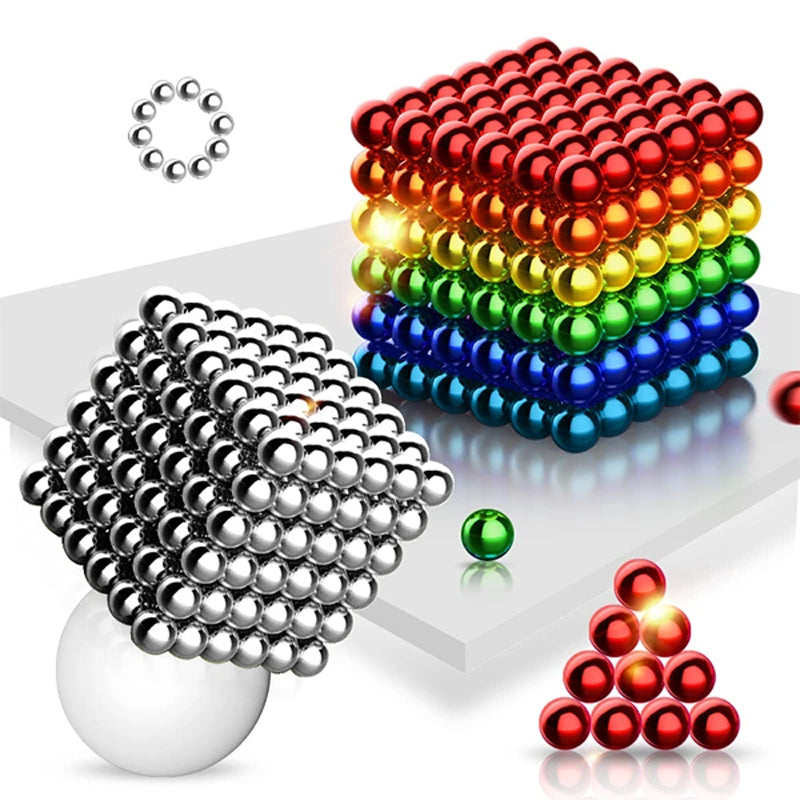 Magnetic Desk Spheres Stress Relief Fidget Set with 216 Mini Building Balls for Creative Puzzle Play Adults Kids STEM Toy | Thomler