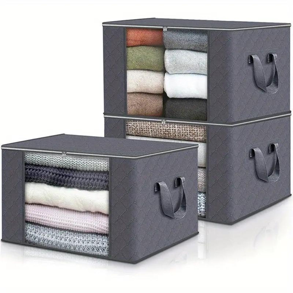 Foldable Garment Organizer with Clear Window & Handles for Closet Bedroom Dorm Storage Large Capacity Space Saver Bin | Thomler