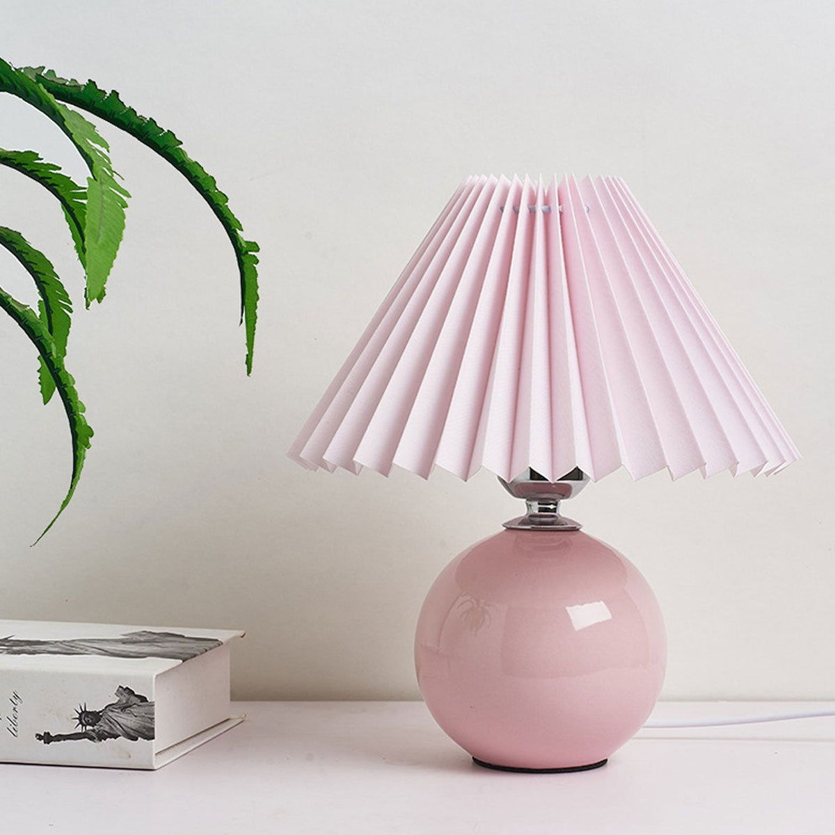 Ceramic Table Lamp with Fabric Shade – Modern Accent Lighting for Bedroom, Living Room & Home Office | Thomler