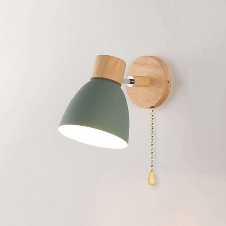 Wall Lamp Iron Wood 5.9 in Modern Bedroom Bedside Lighting Fixture E26 Hardwired Living Room Study Light | Thomler