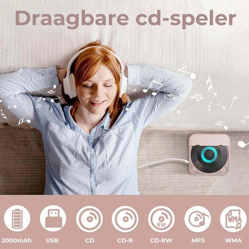 Portable CD Player Bluetooth 5.3 13.5 cm Rechargeable Home Travel MP3 Audio Disc Music Player USB C | Thomler