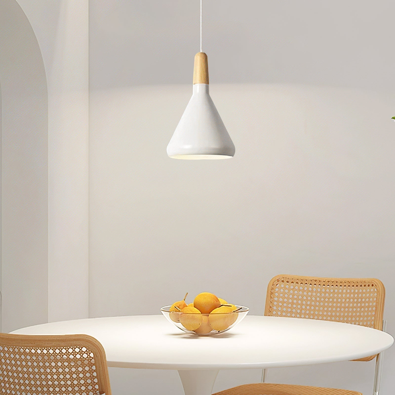 Pendant Light Aluminium Wood E27 White Dining Room Kitchen Island Scandinavian Ceiling Lighting | Thomler