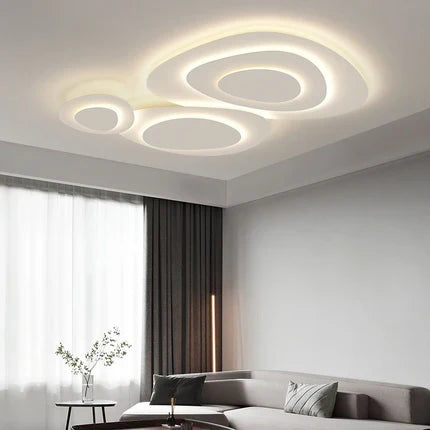 Contemporary Metal Ceiling Light Fixture White Finish LED Flush Mount for Bedroom Living Room Kitchen Dining | Thomler