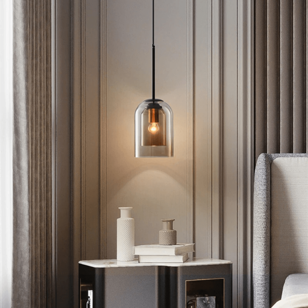 Glass Pendant Light Fixture Gray or Amber for Bedroom Dining Room Kitchen Island Modern Ceiling Lighting | Thomler