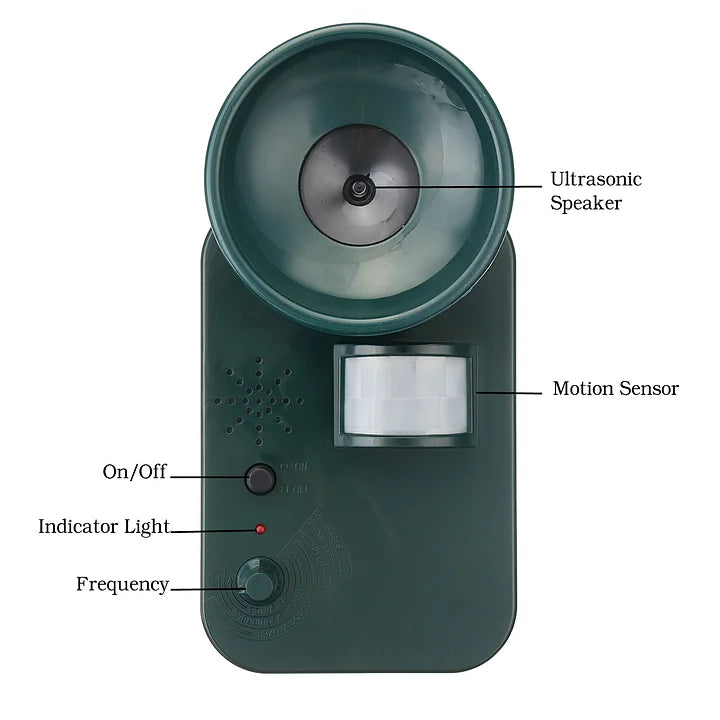 Ultrasonic Animal Repeller Outdoor Motion Sensor Pest Deterrent Device Waterproof Yard Protection for Deer Rodents Birds Battery Powered | Thomler