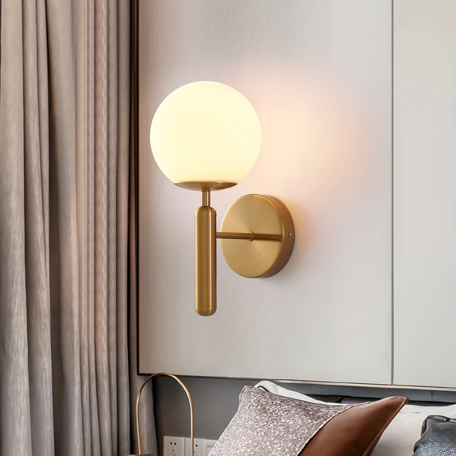 Semi-Flush Spherical Wall Light with Frosted Shade | Metal Sconce for Bedroom, Bathroom & Hallway | Hardwired G9 Socket 110V-240V | Modern | Thomler