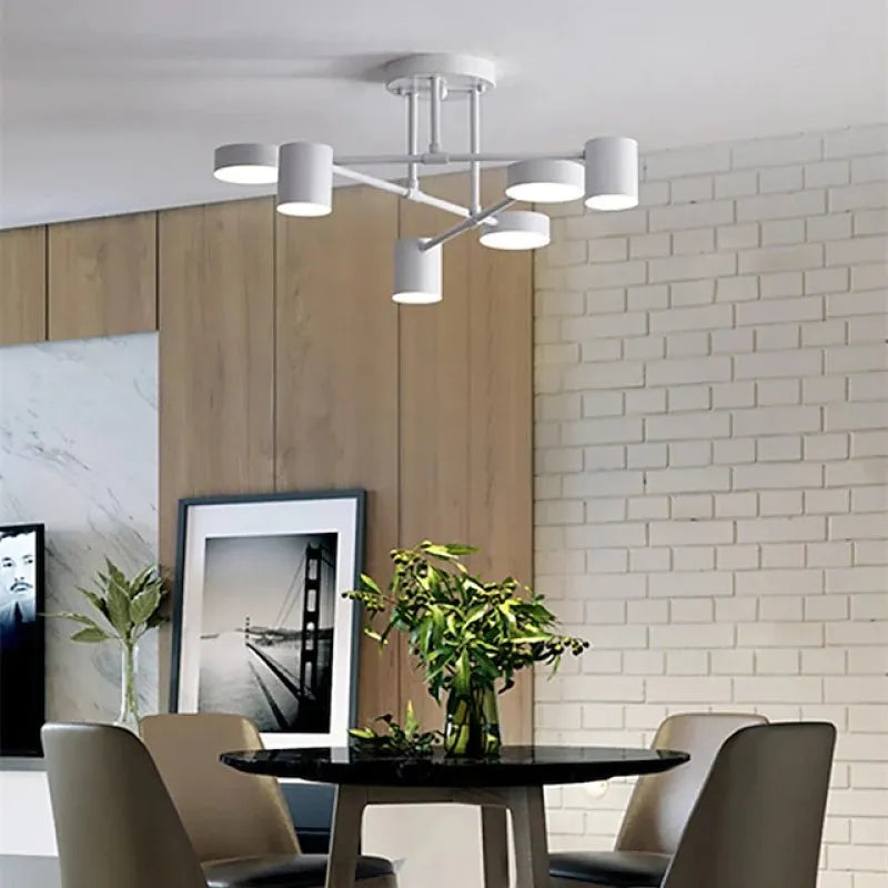 Ceiling Lamp Metal 57.0 cm White Living Room Kitchen Adjustable Six Light Modern Geometric Indoor Lighting Fixture | Thomler