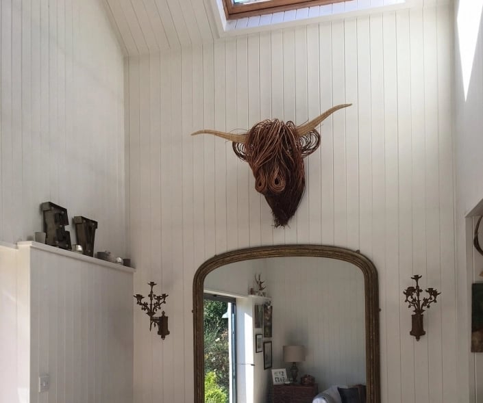 Wall Sculpture Reed Willow 63.0 cm Highland Bull Living Room Rustic Farmhouse Wall Decor | Thomler